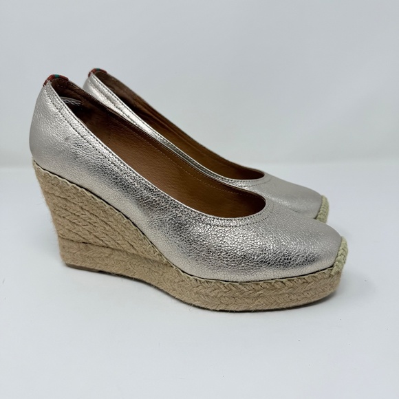 New Penelope Chilvers Scoop Leather Espadrille In Champagne Sz 38 - Picture 3 of 13